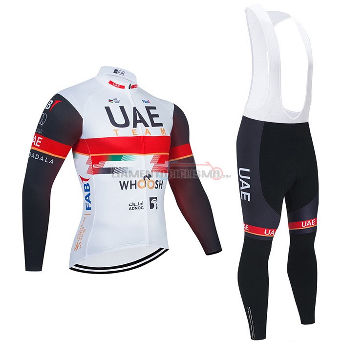 Abbigliamento Ciclismo UAE Manica Lunga 2021 Bianco